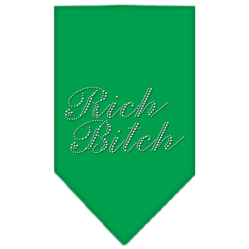 Rich Bitch Rhinestone Bandana Emerald Green Small